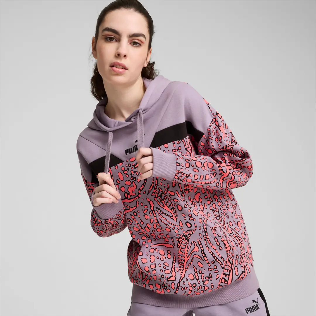 Puma ქალის ჯემპრი PUMA POWER HYPERNATURAL AOP Hoodie FL Pa