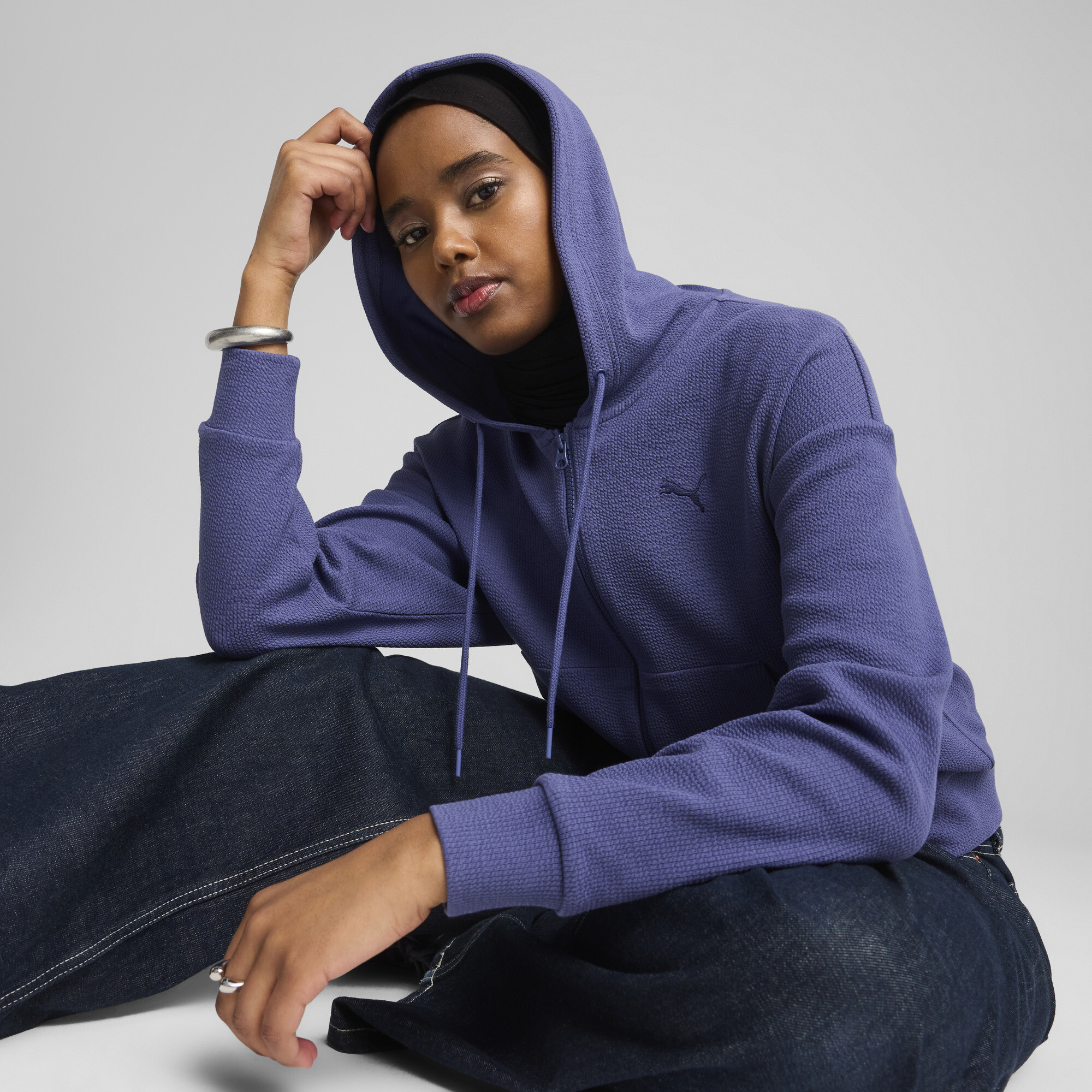 Puma ქალის ჯემპრი HER Crop Full-Zip Hoodie