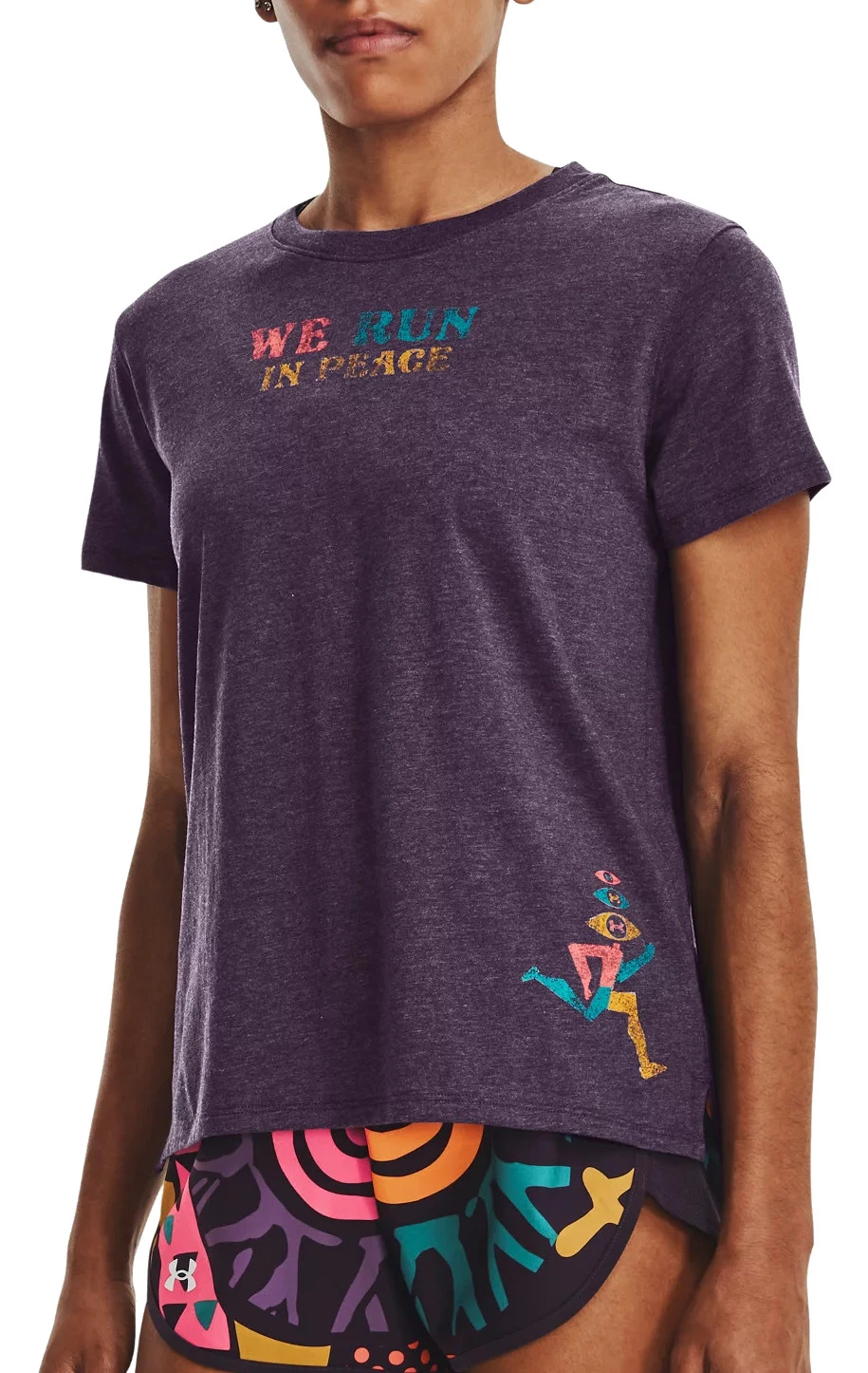Under Armour ქალის მაისური UA Run In Peace SS Tee-PPL