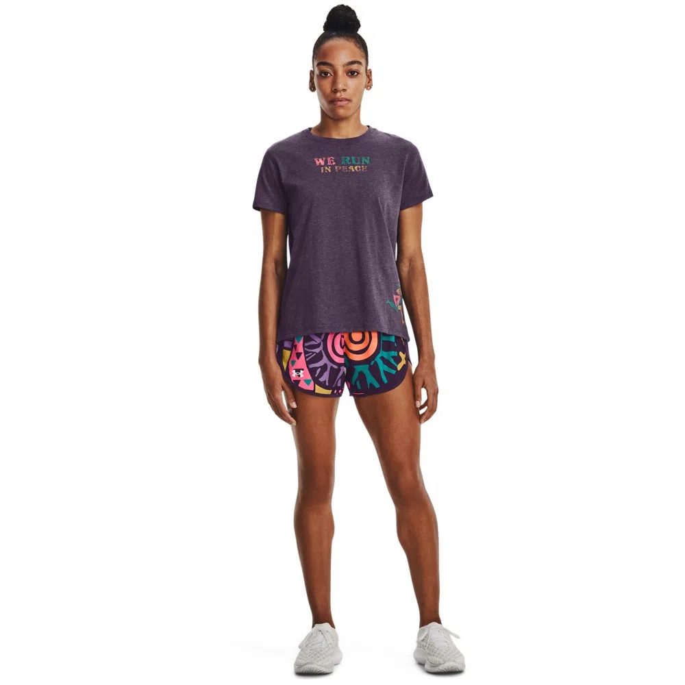 Under Armour ქალის მაისური UA Run In Peace SS Tee-PPL