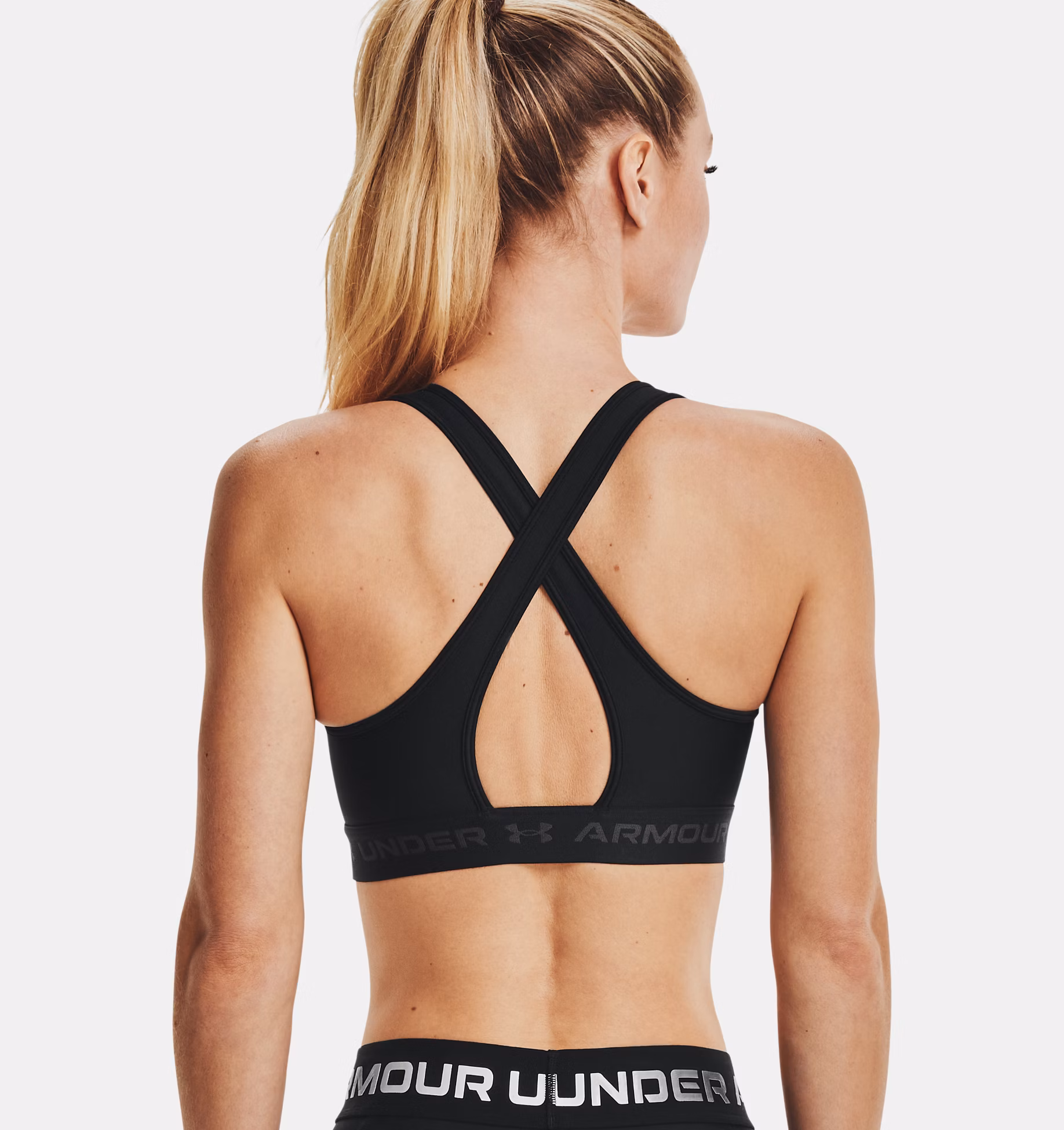 Under Armour ქალის სავარჯიშო ტოპი Crossback Mid Bra-GRN