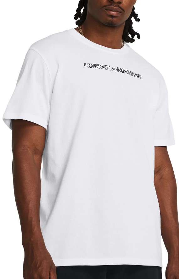 Under Armour მამაკაცის მოკლემკლავიანი მაისური UA HW LOGO OVERLAY EMB SS-WHT