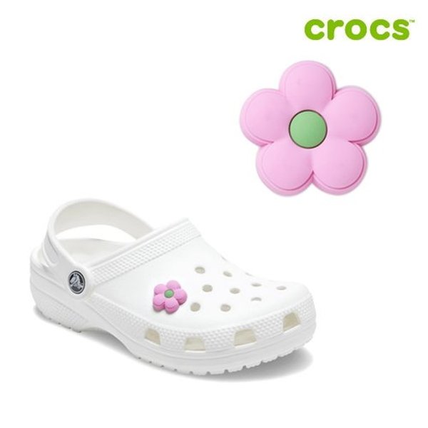 Crocs Pink and Green Flower